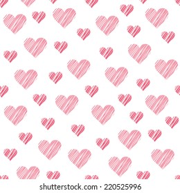Romantic seamless pattern with hearts. Beautiful  vector illustration. Background.