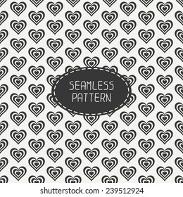Romantic seamless pattern with hearts. Beautiful  vector illustration. Background. Endless texture can be used for printing onto fabric and paper or scrap booking.  