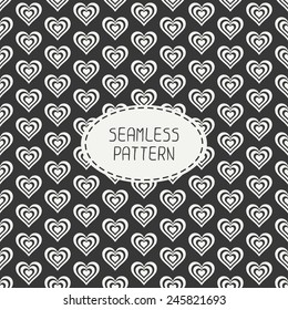 Romantic seamless pattern with hearts. Beautiful vector illustration. Background. Endless texture can be used for printing onto fabric and paper or scrap booking.  