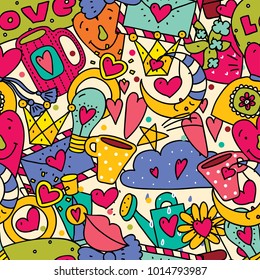 Romantic seamless pattern with hearts. Seamless pattern can be used for wallpaper, pattern fills, web page background, surface textures.