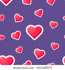 Romantic Seamless Pattern with Hearts, Design Element Can Be Used for Fabric, Wallpaper, Packaging Vector Illustration