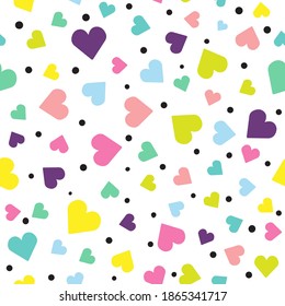 Patrón romántico sin fisuras con corazones y puntos. Ilustración vectorial de corte.