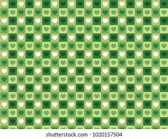Romantic seamless pattern with hearts Green. Vector Illustration for Card artwork design & Magazine 
