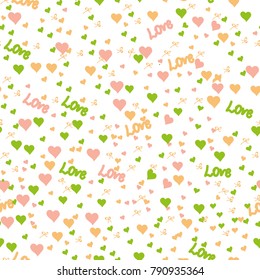 Romantic seamless pattern with hearts, lips. Valentines day decoration texture. Love concept. Wedding invitation