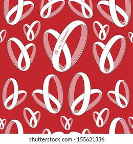Romantic seamless pattern with hearts on the red background. Designed for Valentine's Day.