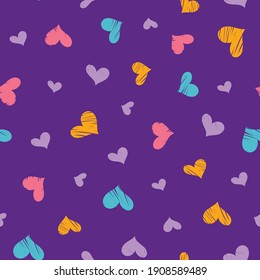 Romantic seamless pattern with hearts shape on a white background.
Vector seamless background for Valentines day, fabric fills, and scrapbook. Surface pattern design 
