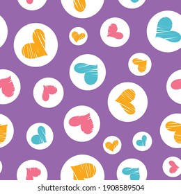 Romantic seamless pattern with hearts shape on a white background.
Vector seamless background for Valentines day, fabric fills, and scrapbook. Surface pattern design 
