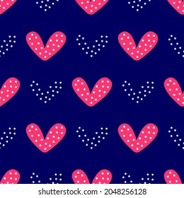 Romantic seamless pattern with hearts. Simple vector illustration.