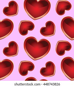 Romantic seamless pattern with hearts. There is a variant in the vector.