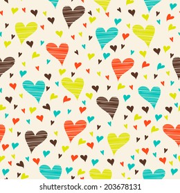 Romantic seamless pattern with hearts. Valentines day decoration texture. Love concept. Wedding invitation