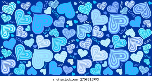 Romantic seamless pattern with hearts. Valentine's background. Seamless pattern for greetings card, invitation, poster, banners, calendar. Horizontal banner. Vector Illustration