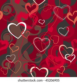 Romantic seamless pattern with hearts. Vector illustration.