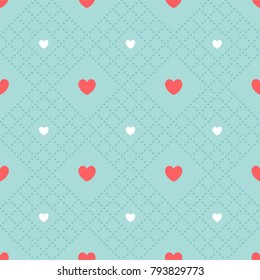 Romantic seamless pattern with hearts. Vector illustration, endless texture. Cute and fancy background for wallpaper, website, textile, greeting cards, wedding invitation, wrapping,  book cover, print