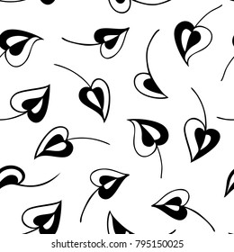 Romantic seamless pattern.  Leaves in the form of hearts isolated on white background. Ideal for textile print and wallpapers.