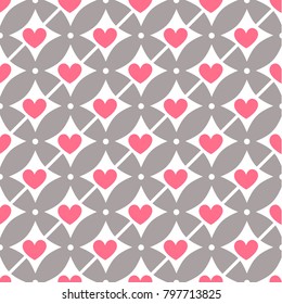 Romantic seamless pattern. Love background with hearts