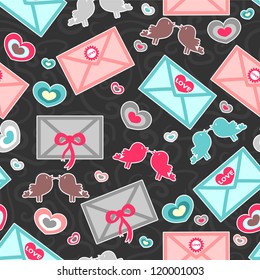 Romantic seamless pattern with love letters