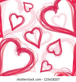 romantic seamless pattern with pink hearts for valentine's day