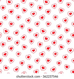 Romantic seamless pattern with red hearts. Background for Valentine's Day or Wedding. Ã?Â�Ã?Â¡ute hand drawn hearts. Vector EPS 10