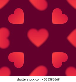 Romantic seamless pattern with red hearts. Love and romantic symbols. Vector illustration for background, wallpaper, banner or Valentine's Day greeting card.