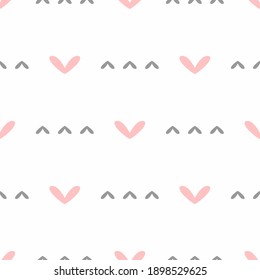 Romantic seamless pattern with repeating hearts. Cute print. Vector illustration.