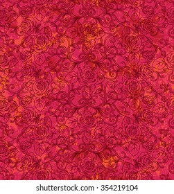 Romantic seamless pattern with roses. Rose flowers endless background. Can be used for cards, invitations, fabrics, wallpapers, ornamental template for design and decoration.