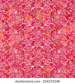 Romantic seamless pattern with roses. Rose flowers endless background. Can be used for cards, invitations, fabrics, wallpapers, ornamental template for design and decoration.