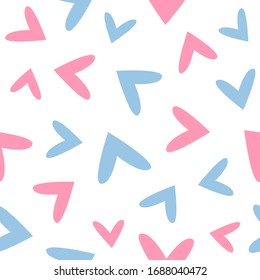 Romantic seamless pattern with scattered hearts. Cute vector illustration.