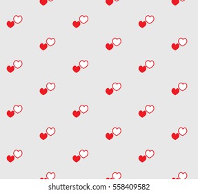 Romantic seamless pattern, small red hearts on white background, beautiful wrapping paper for appealing gifts, eps10 vector