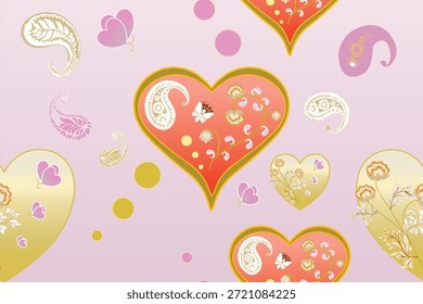 Patrón romántico sin fisuras con corazones pastel suaves, flores elegantes y mariposas revoloteantes. Un tema de San Valentín brillante y encantador ideal para textiles, envoltura de regalo, tarjetas de felicitación, decoración del hogar y diseño de superficies.