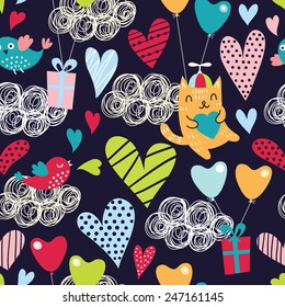 Romantic seamless pattern. Valentine background