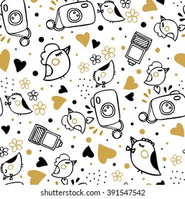 Romantic seamless pattern for valentines day, scrap-booking, invitations, congratulations, wedding, marriage, save the date, baby shower, bridal, birthday. Vector illustration