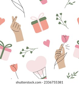 Romantic seamless pattern. Vector background is perfect for gift wrapping