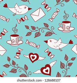 Romantic seamless pattern. Vector illustration.