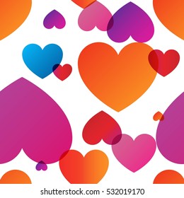 Romantic seamless pattern with vector watercolor hearts