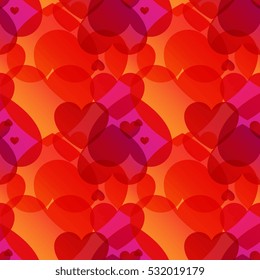 Romantic seamless pattern with vector watercolor hearts