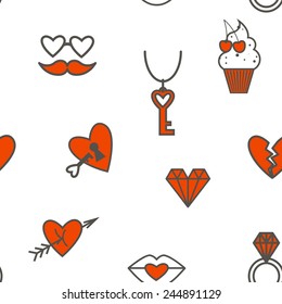 Romantic Seamless with Symbols of Valentine's Day