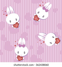 Romantic seamless texture with bunny