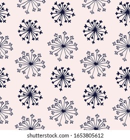 Romantic seamless vector floral pattern with abstract flowers on a light pink background