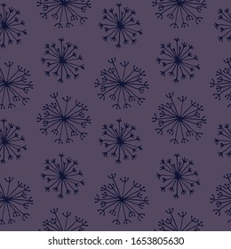 Romantic seamless vector floral pattern with abstract flowers on a blue background