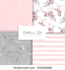 Romantic Seamless Vector Floral Pattern Set