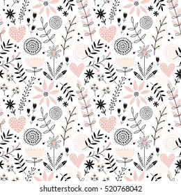 Romantic seamless vector floral pattern