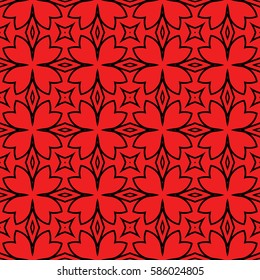 romantic seamless vector geometric background. Floral ornament. red, black color. for invitation, design, wallpaper