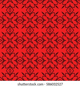 romantic seamless vector geometric background. Floral ornament. red, black color. for invitation, design, wallpaper