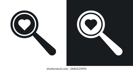 Romantic Search Icon Set. Vector symbols for seeking love and relationships. Signs for finding dates.