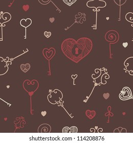 romantic secret love key pattern for wrapping paper or wallpaper or textile
