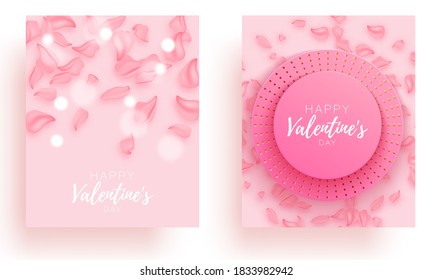 Romantic set banner. Spesial brochure with hearts. Gift poster card. Sale banner background for romantic day.