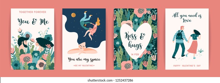 Romantic set of cute illustration. Love, love story, relationship. Vector design concept for Valentines Day and other users.
