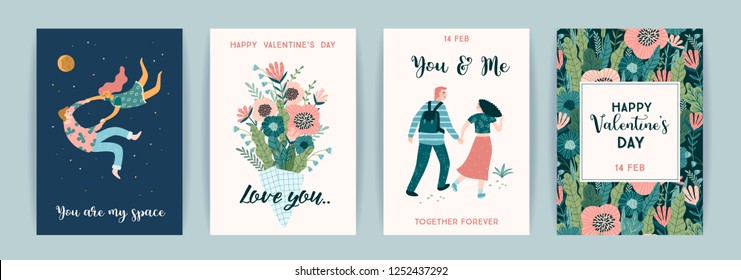 Romantic set of cute illustration. Love, love story, relationship. Vector design concept for Valentines Day and other users.