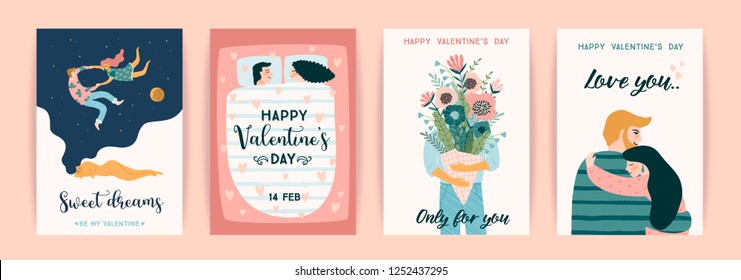 Romantic set of cute illustration. Love, love story, relationship. Vector design concept for Valentines Day and other users.