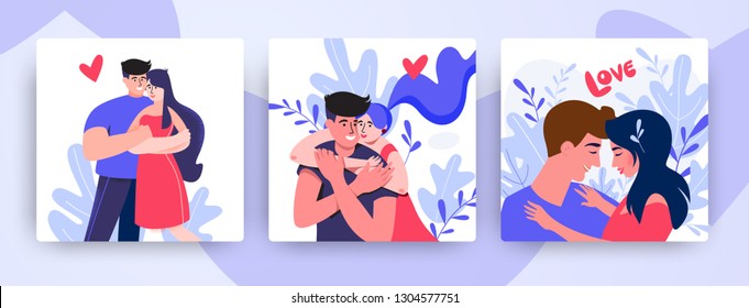 Romantic Set Of Cute Illustration. Love, Love Story, Relationship. Vector Design Concept For Valentines Day And Other Users.